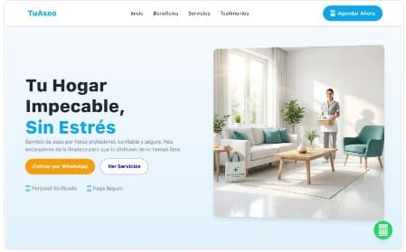 Captura de pantalla del proyecto Servicio de Aseo por Horas - Landing page profesional para servicio de aseo por horas. "Tu Hogar Impecable, Sin Estrés" - Servici